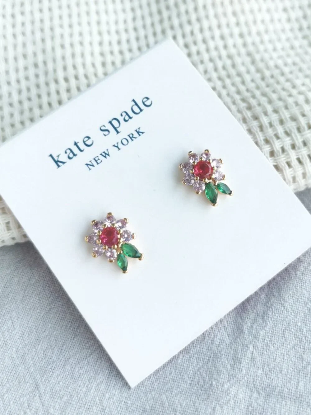 Kate Spade new bloom flower Gold Stud Earrings - Multi Color